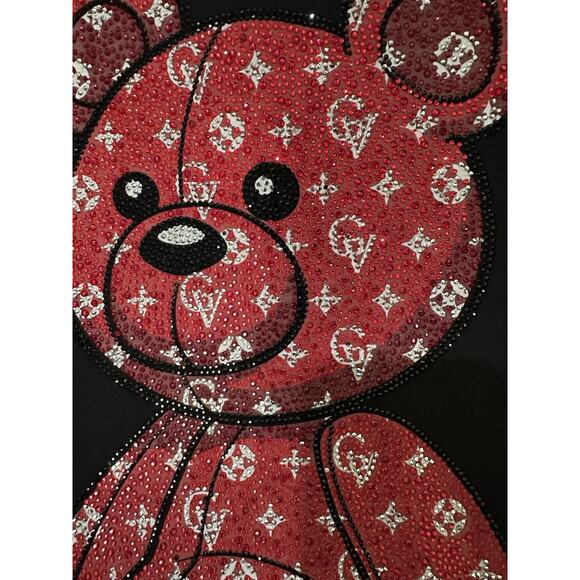 Avenue George V Paris Crystal Teddy Bear short-sleeve t-shirt in black Size XL - Picture 8 of 8